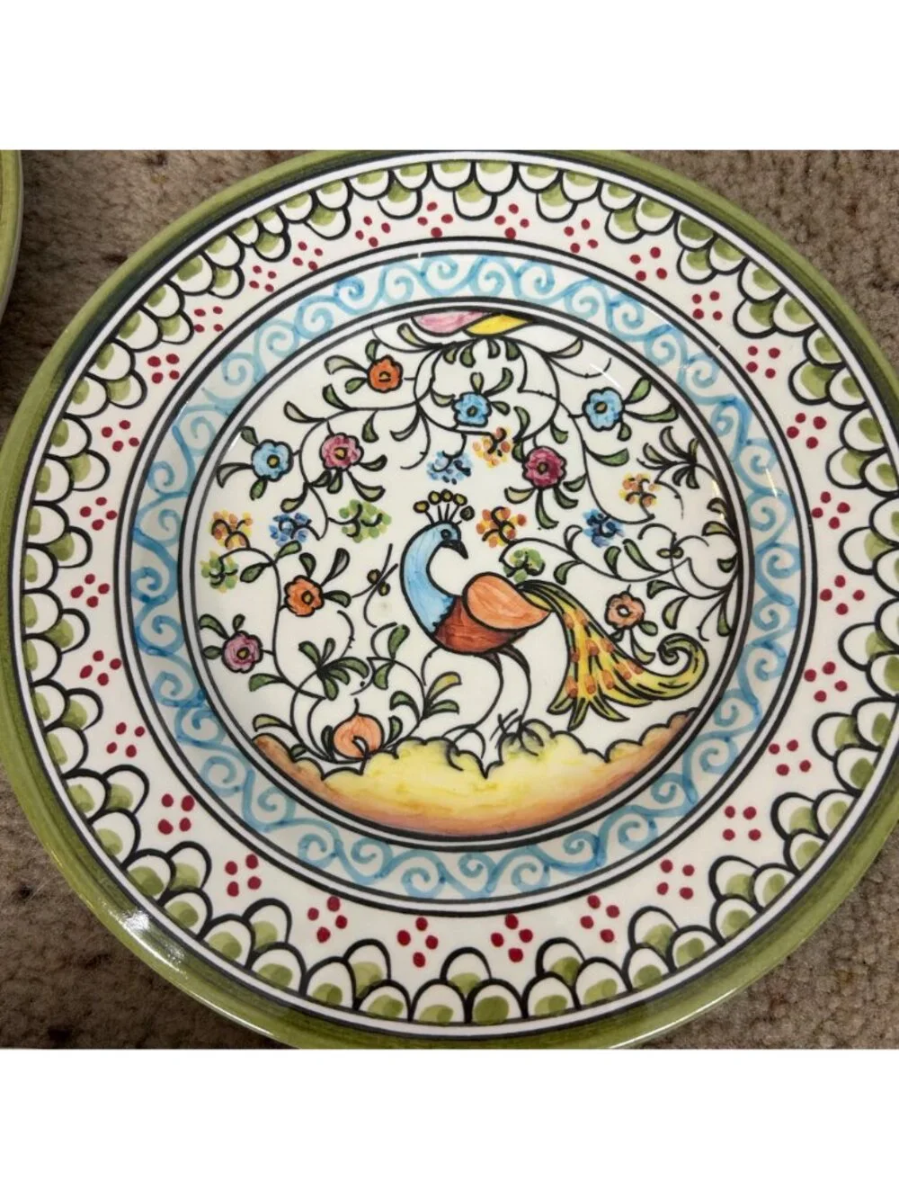 Williams Sonoma Nazari Melamine Salad Plates Set of 5 Bird & Peacock Floral 8.5